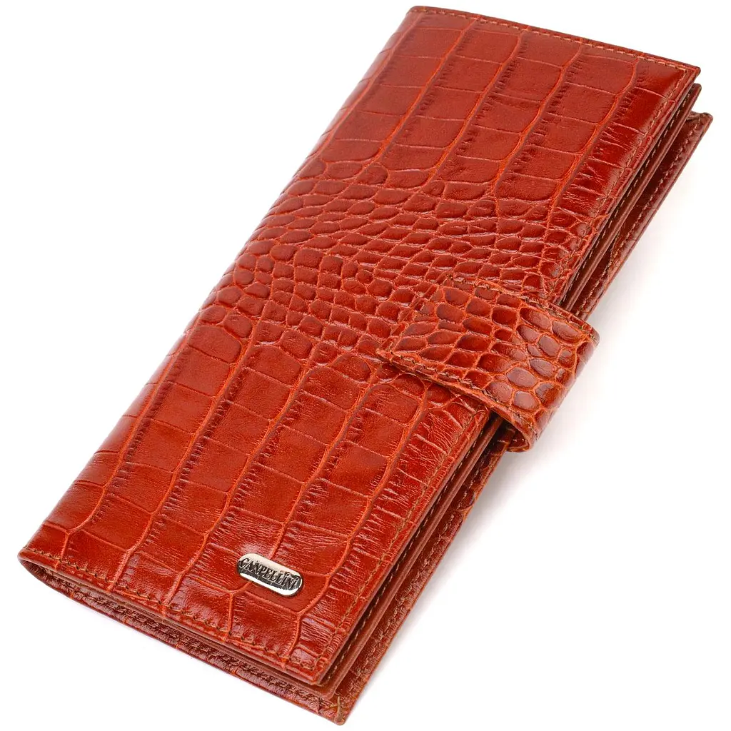 Ультрамодний гаманець для чоловіків з натуральної шкіри з тисненням під крокодила Canpellini 21918 рудий - фото 4