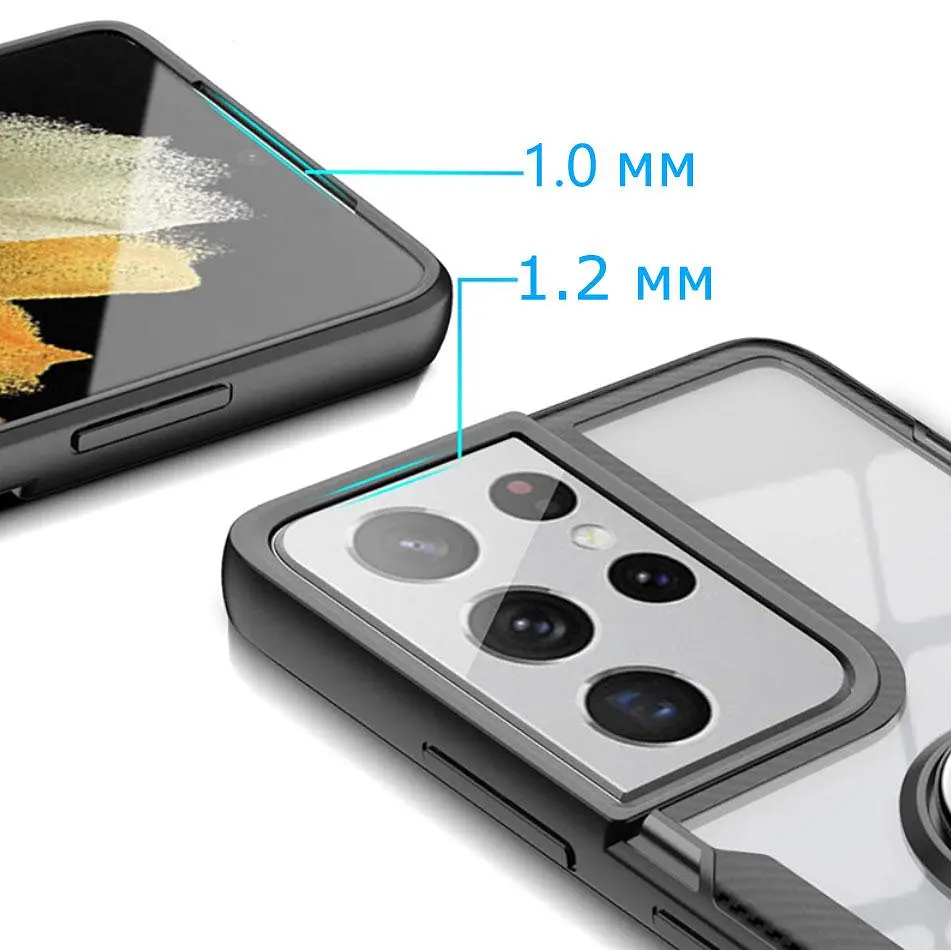 Чохол Primolux Ring Magnetic Stand для Samsung Galaxy S21 Ultra (SMG998 / G9980) Black - фото 5