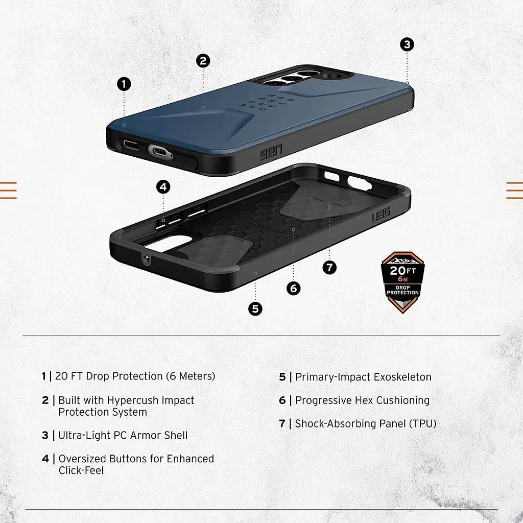 Оригинальный противоударный чехол UAG Civilian для Samsung Galaxy S22 Plus (6.6") Black 21343D114040 - фото 4