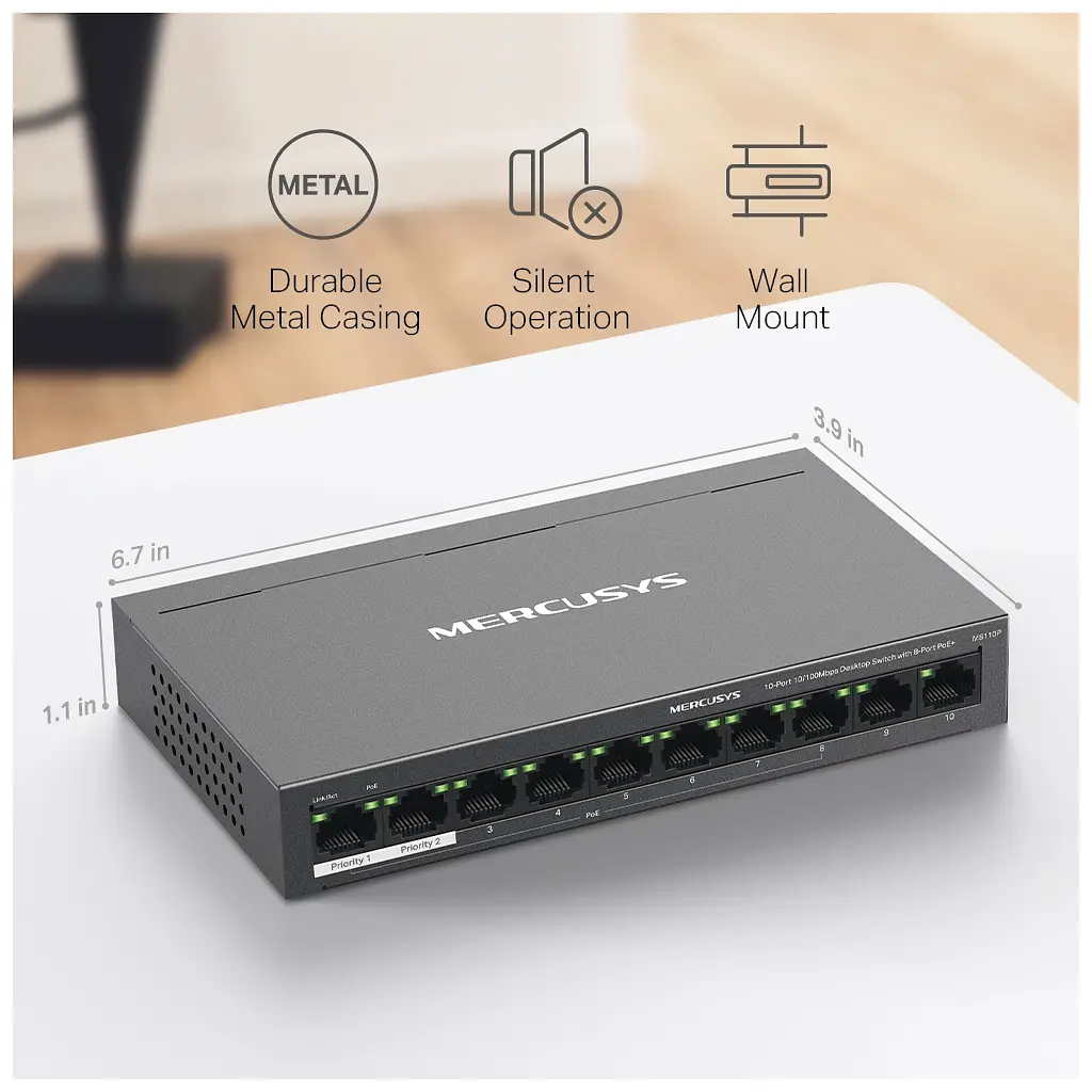 Комутатор мережевий Mercusys MS110P - фото 10