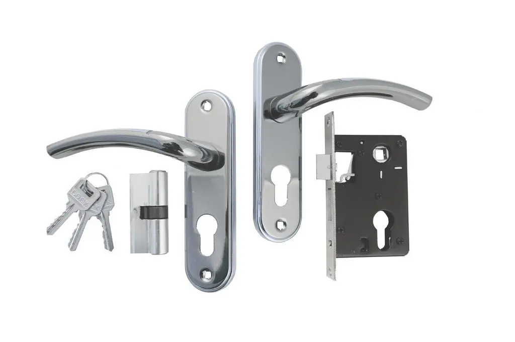 Замок врізний дверний з ручками на планці комплект FZB ЕТ-71106 SN/CP (сатин/хром) - фото 2