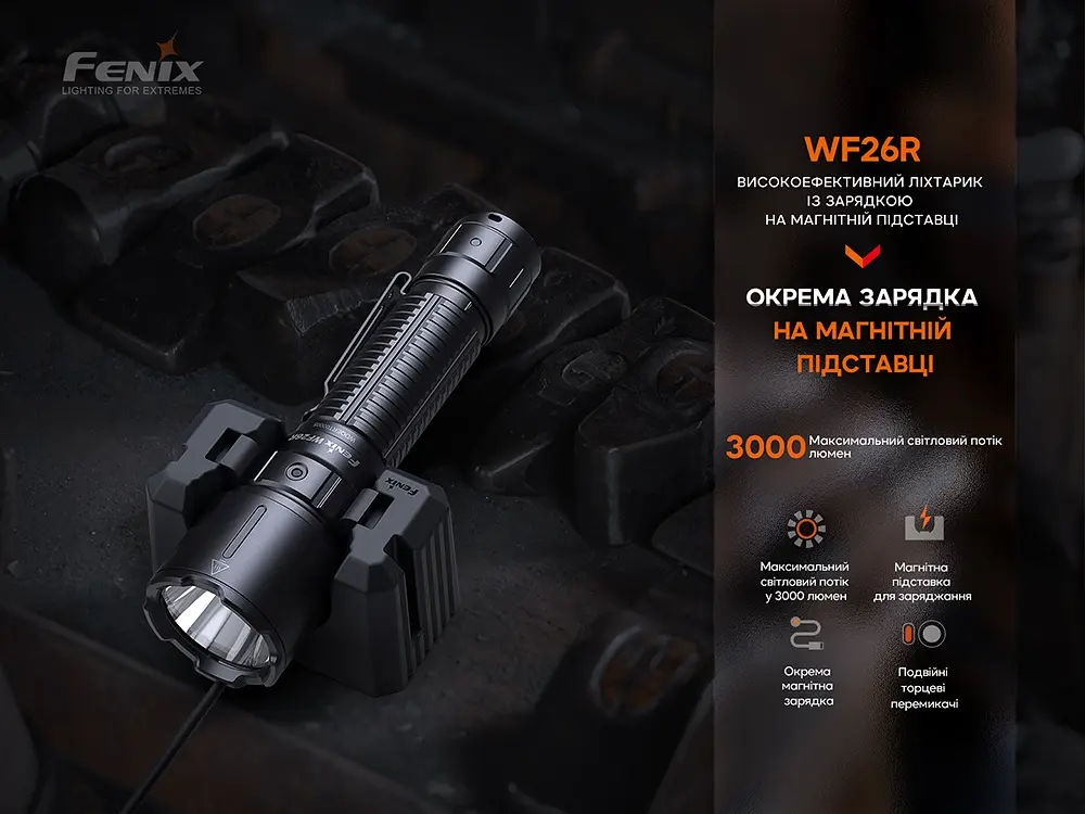 Ліхтар професіональний Fenix WF26R з магнітною зарядкою - фото 7