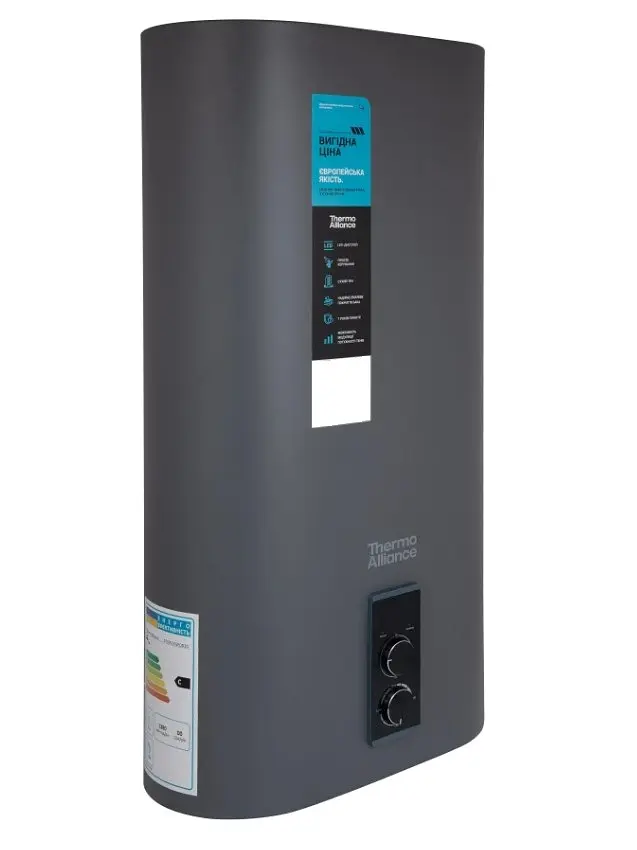 Водонагреватель электрический Thermo Alliance, 2 кВт, сухой ТЭН, 50 л плоский, вертикальный, прямоугольный, серый (DT50V20GPDD2G) - фото 2