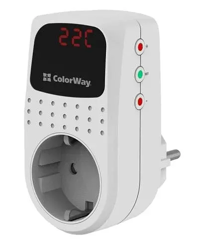 Реле напруги DS2, White, 1 розетка (220 В / 50 Гц) до 16 A / 3520 Вт ColorWay teh0027933