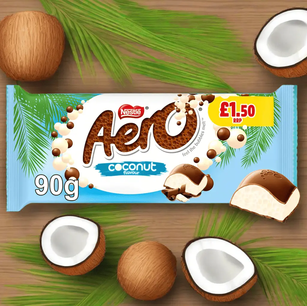Шоколадний батончик Nestle Aero Coconut Chocolate Sharing Bar 90 г - фото 2