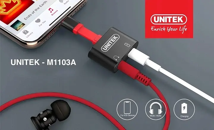 Розгалужувач для навушників 3,5 мм і зарядки Unitek (M1103A) - фото 3