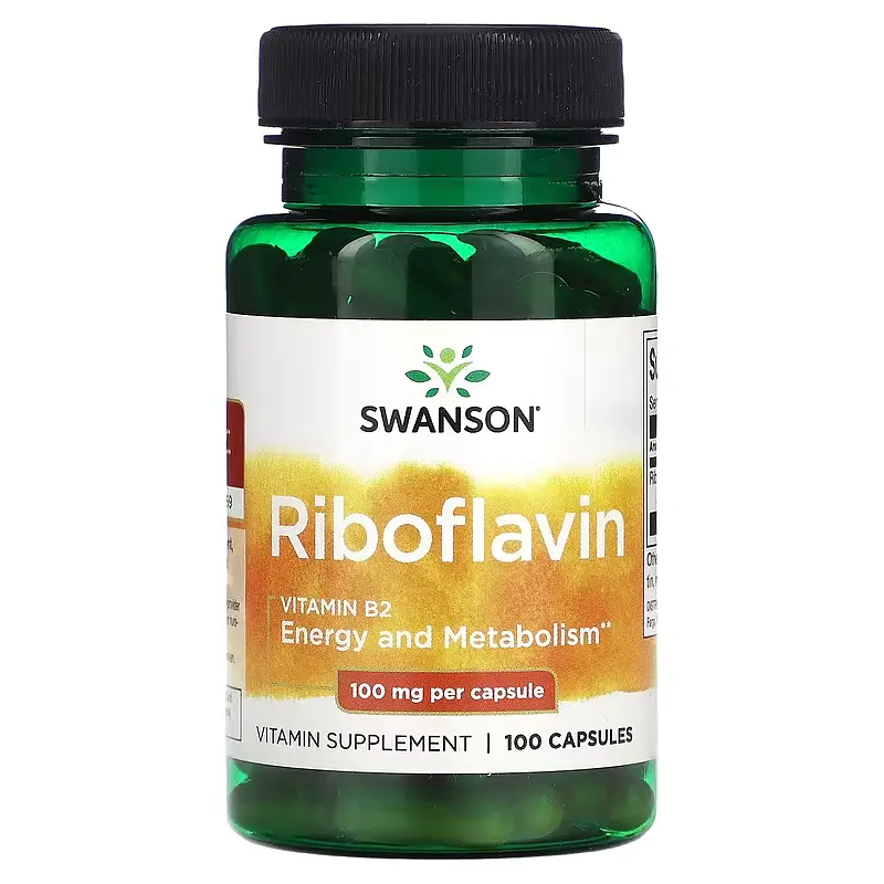 Рибофлавін Вітамін В-2 Riboflavin Vitamin B-2 100мг - 100 капсул