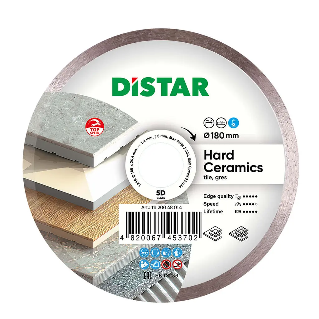 Алмазний диск по кераміці Distar Hard Ceramics 1A1R 180x1,4/1,0x8,5x25,4 мм