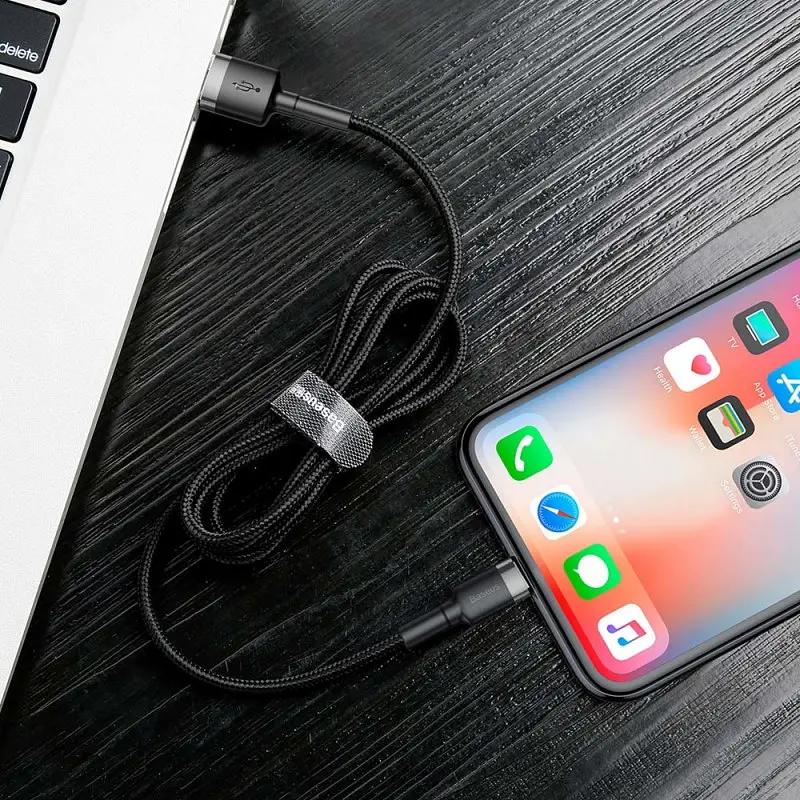 Дата кабель Baseus Cafule USB to Lightning 1.5A (2m) (CALKLF-C) Сірий / Чорний - фото 7