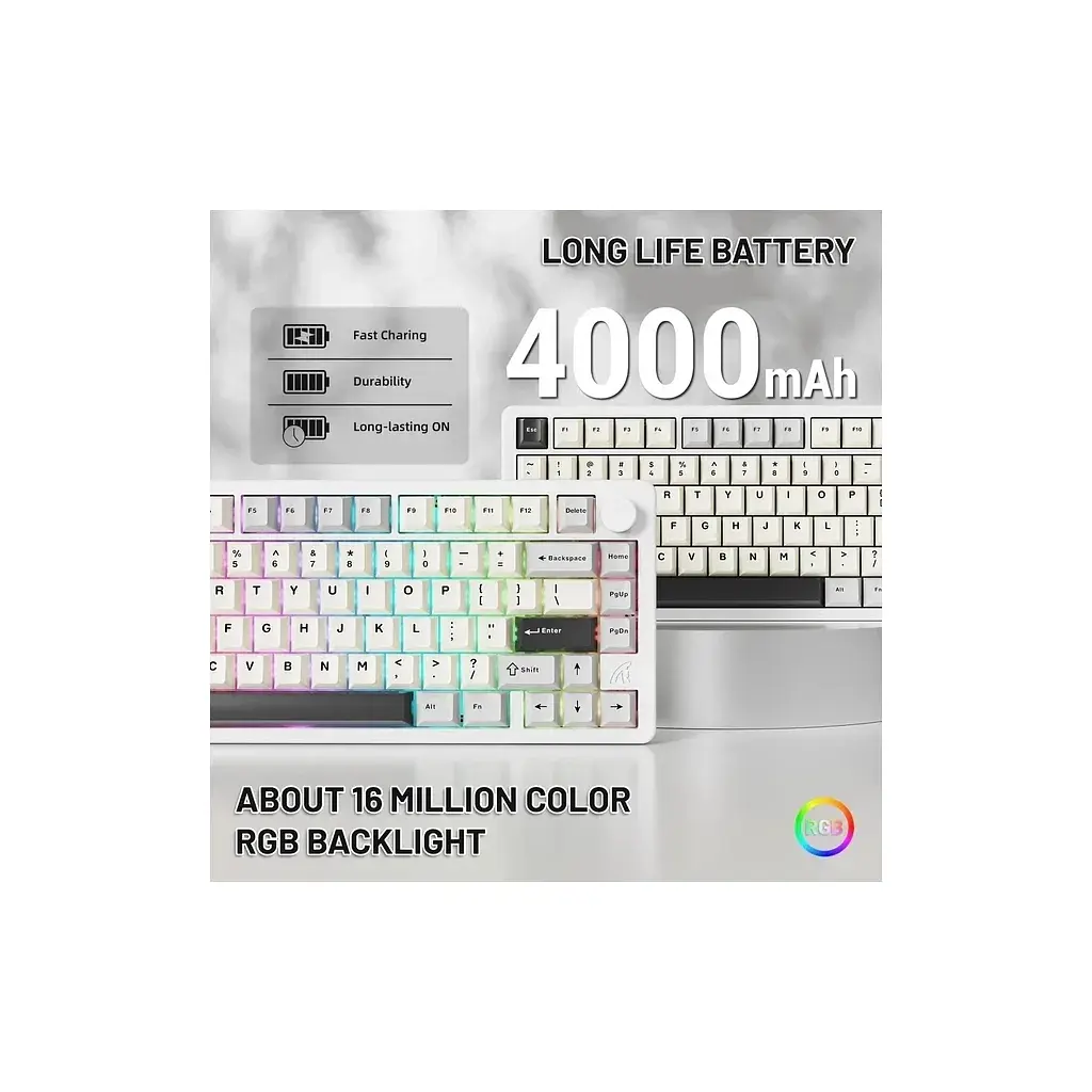 Клавіатура Attack Shark X86 RGB Wireless/Bluetooth/USB UA Starlight White (X86SW_AS) - фото 7