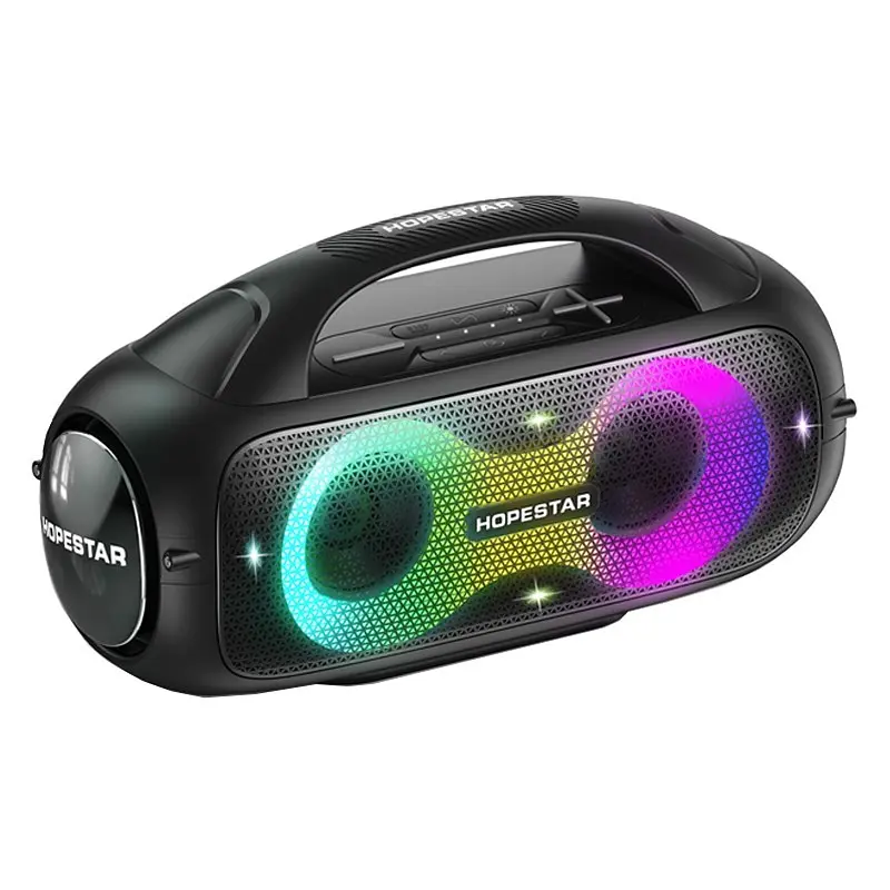 Бездротова акумуляторна Bluetooth колонка BT5.0 бумбокс 80W TWS AUX/TF/USB 8h IPX5 LED RGB підсвічування Hopestar A50 Party - фото 2