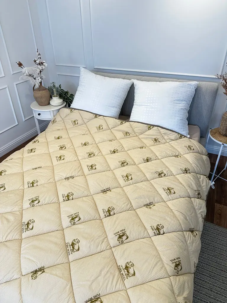 Ковдра полуторна стьобана зимова зі штучної вовни Leri Max Pur Wool 21469 150х210 см коричнева - фото 7