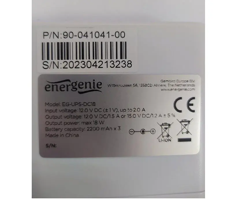 Джерело безперебійного живлення (ДБЖ) UPS EnerGenie EGUPSDC18 для роутера 12V 1.5 А/15V 1.2A 6600mAh - фото 6