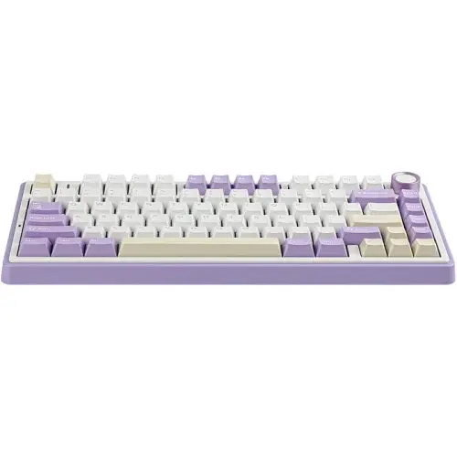 Клавіатура бездротова Aula F75, White/Purple, Bluetooth 5.0 / 2.4GHz USB / Type-C, механічна (перемикачі Gasket Reaper), RGB підсвічування, 80 кнопок, акумулятор, EN/UA (6978080501479) - фото 2