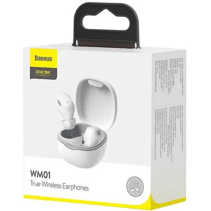 Наушники Bluetooth Baseus Encok True Wireless Earphones WM01 (NGWM01-02) белые - фото 3
