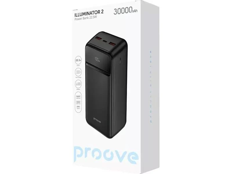 Зовнішній акумулятор (павербанк) Proove Illuminator 30000mAh Black (PBIP30212201) - фото 2