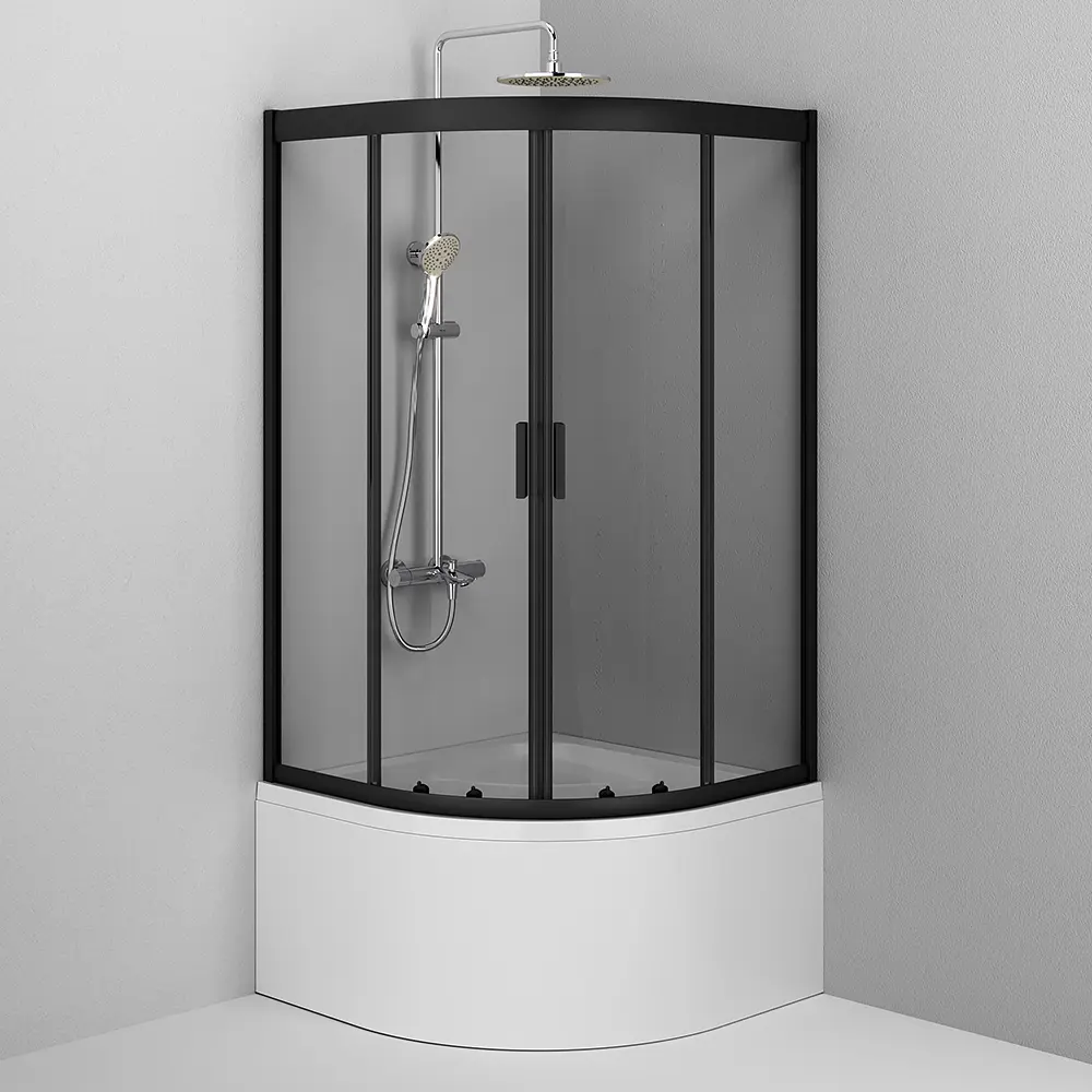 Душова кабіна Am.Pm Gem 90x90 см без піддону black W90UG-401A090BT, Чорний, Універсальна, прозорий, чорний - фото 3