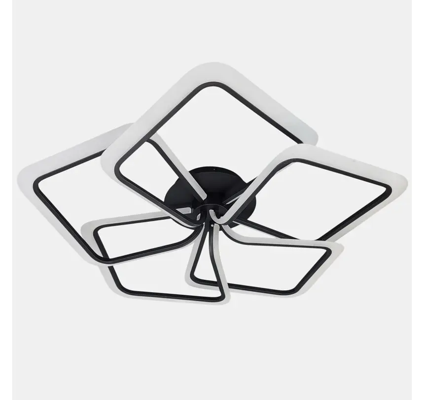 Чорна стельова LED люстра-квітка з 5 квадратними пелюстками Artlight 2406-5L-BK - фото 2
