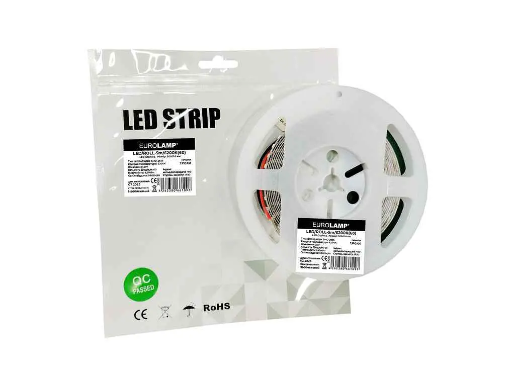 Світлодіодна стрічка EUROLAMP 9,6W/m 5м біла (холодна) LED 60 діодів/м, 24V, - фото 4