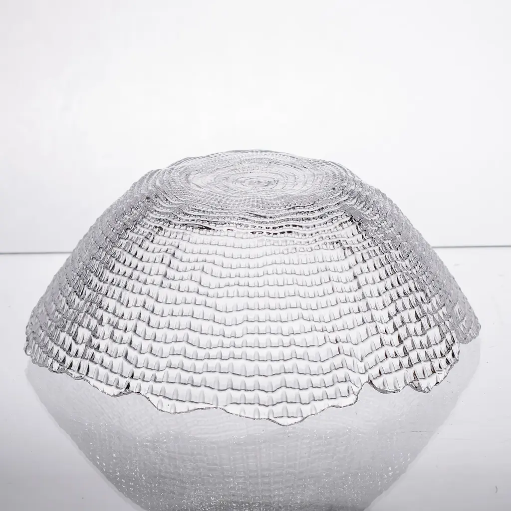 Салатниця велика скляна прозора 1 літр, кругла салатниця для салатів фруктів та десертів Yiwu 64486-49 - фото 3