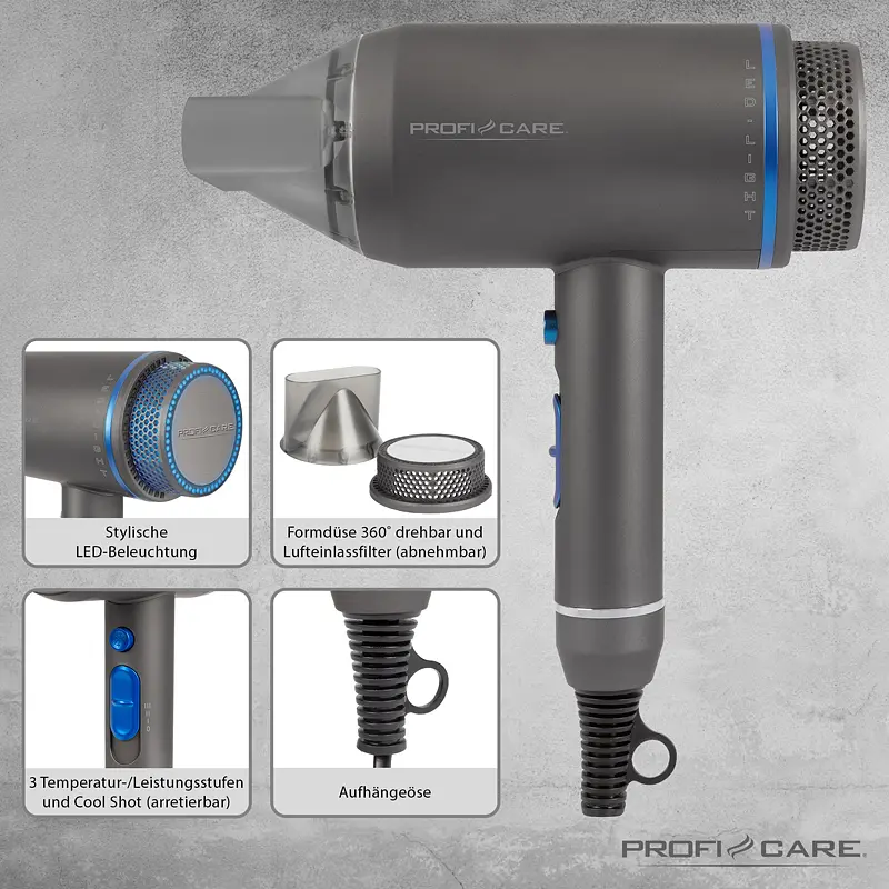 Фен PROFI CARE PC-HT 3082 Blue/Anthracite - фото 4
