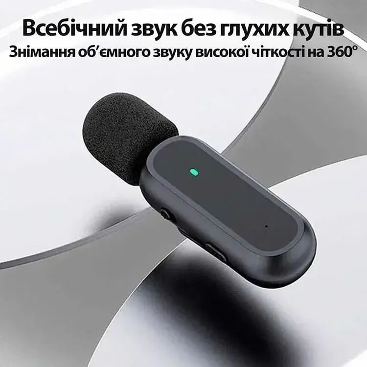 Микрофон  K60 Lightning беспроводной петличный приемник + микрофон + зарядный кейс Black (17618) - фото 5