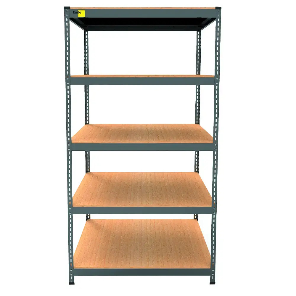 Металлический стеллаж Emby Light Series (размер 1800х900x600мм) 5 полок ДСП до 100кг Черный - фото 3