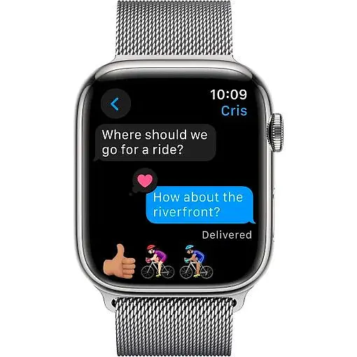 Смарт-годинник Apple Watch Series 9 GPS + Cellular 45mm Silver Stainless Steel with Silver Milanese Loop (MRMQ3) [92678] - фото 4