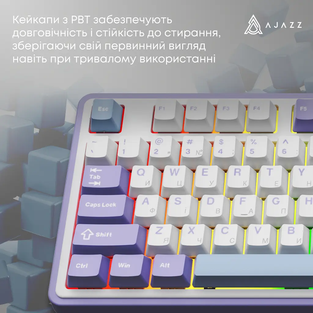 Клавіатура Ajazz Maillard V2 Maillard Switch Wireless/Bluetooth/USB UA Purple/White/Blue (AK980-V2-M-PWB) - фото 12