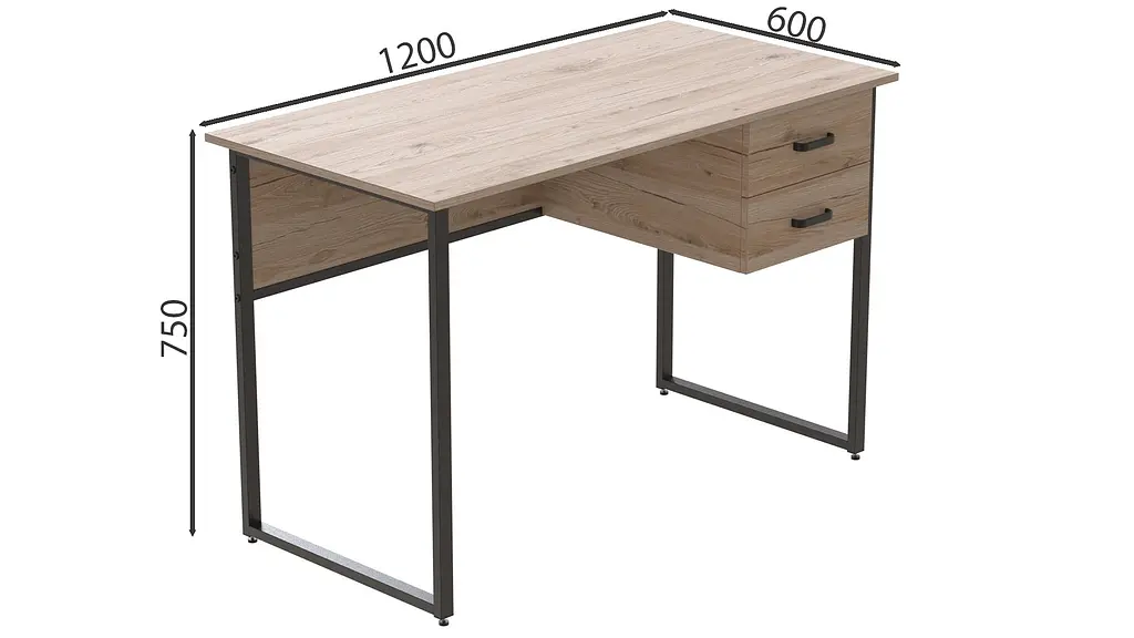 Комп'ютерний стіл Ferrum-decor Таккота 75x120x60 чорний ДСП Дуб Артізан 16мм (FRD-101919) - фото 2