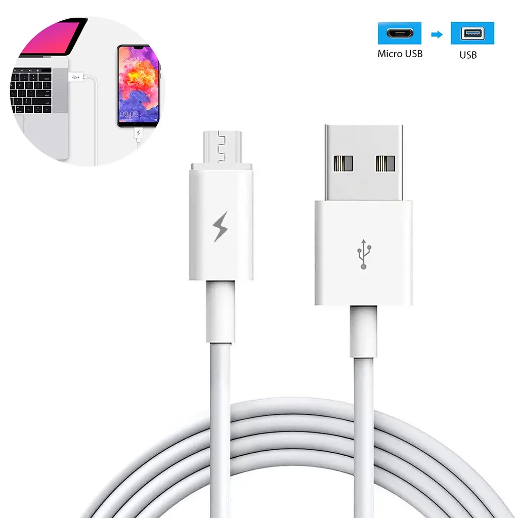 Шнур для зарядки 1м Micro to USB cable Fast charge микро ЮСБ кабель белый провод для зарядки телефона - фото 2