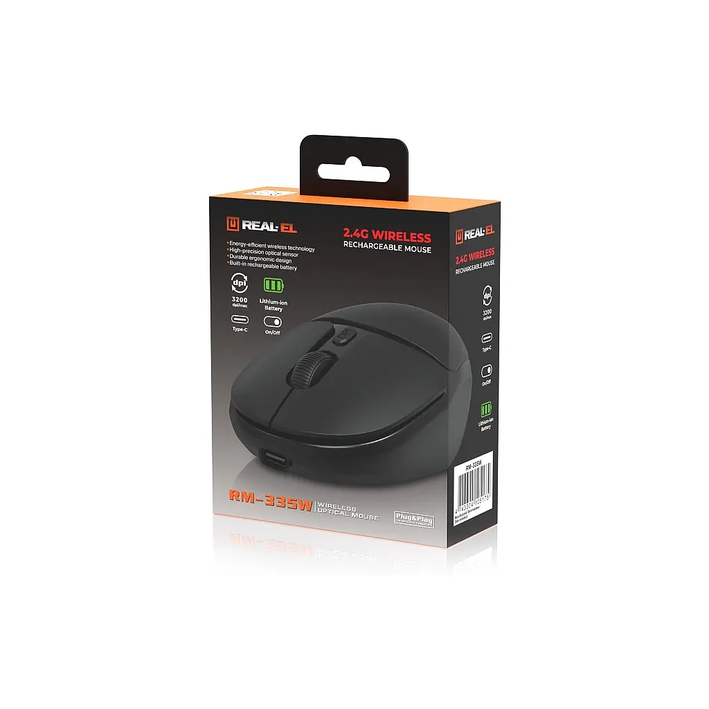 Мишка REAL-EL RM-335W Wireless Black (EL123200055) - фото 10