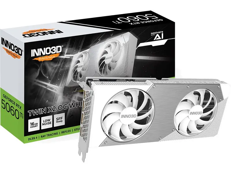 Відеокарта Inno3D GeForce RTX 5060 Ti 16GB TWIN X2 OC WHITE (N506T2-16D7X-191073W) - фото 2