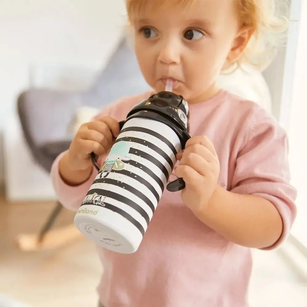 Термопоїльник Miniland Thermokid Magical, з трубочкою, 240 мл, білий з чорним (89358) - фото 4