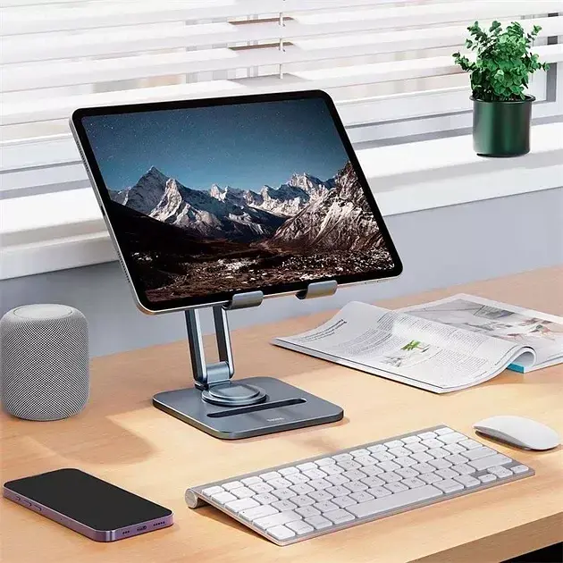 Подставка для гаджетов Baseus Desktop Biaxial Foldable Metal Stand (for Tablets) B10431801811-00 Grey - фото 4