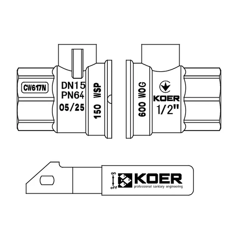 Кран кульовий ГШВ Koer Extreme KE.215-15 - 1/2" FM ручка "важіль" червона KR5750 - фото 5