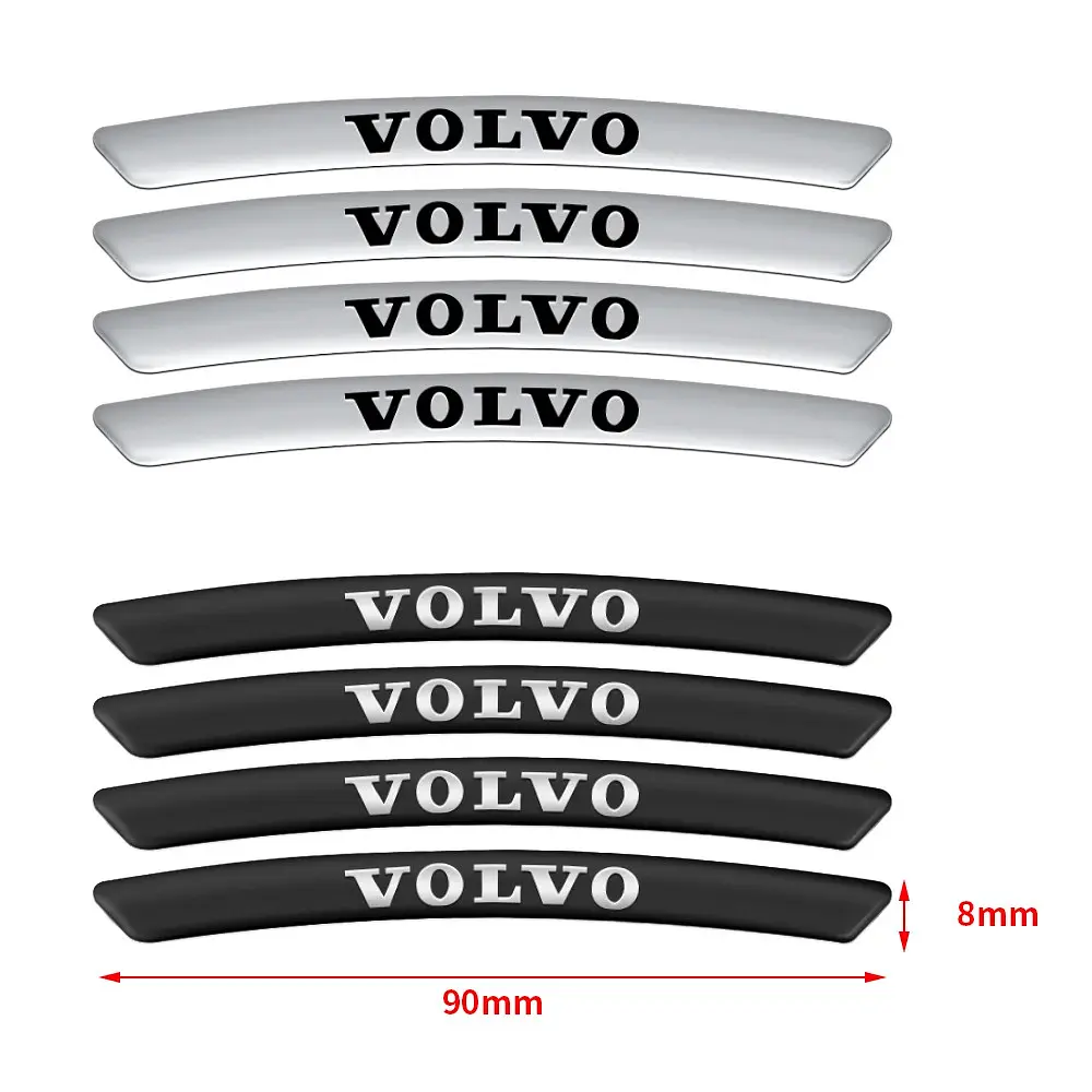 Емблема обода колеса Volvo 4 шт Алюміній наклейка на диски на скотчі Чорні - фото 3