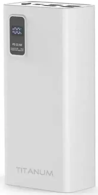 Універсальна мобільна батарея 30000 mAh, Titanum 728S, White, 22.5 Вт, 4xUSB / Type-C, QC 3.0, PD (TPB-728S-W)
