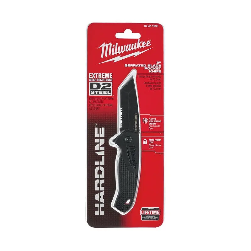Ніж складний HARDLINE Serrated MILWAUKEE з серейторним лезом 75мм - фото 2