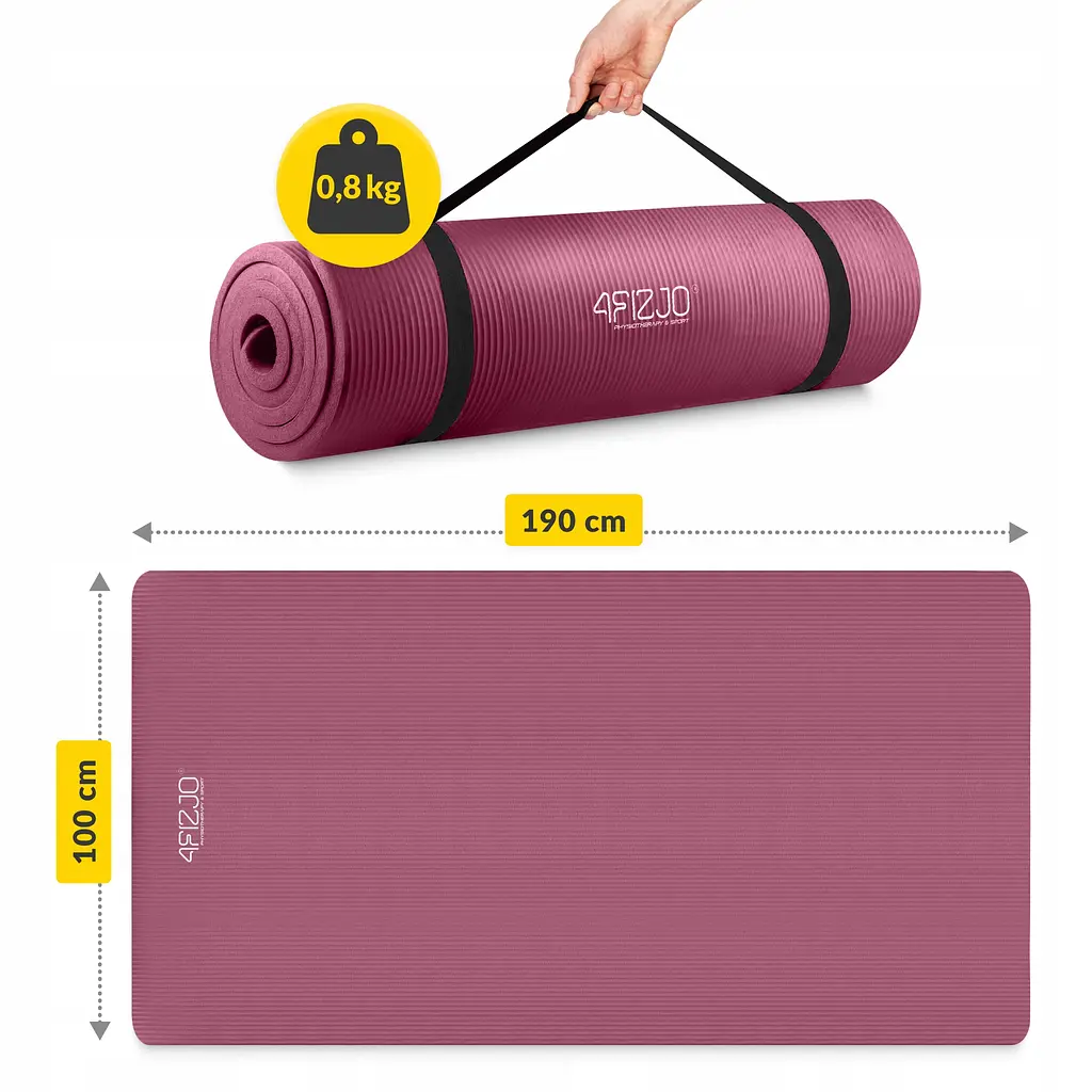 Килимок (мат) спортивний 4FIZJO NBR 190 x 100 x 1.5 см для йоги та фітнесу Burgundy (P-5905973407144) - фото 6