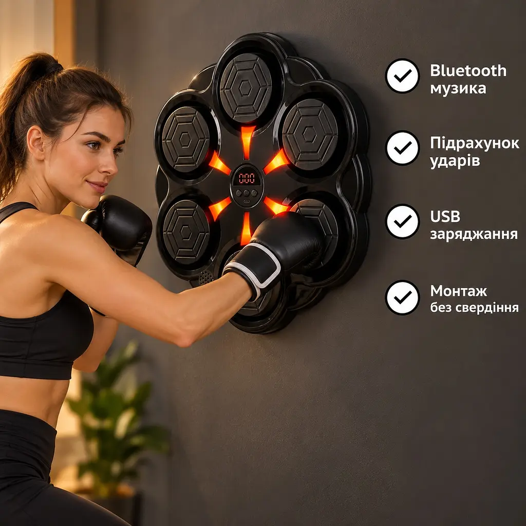 Мішень боксерська настінна з музикою через Bluetooth та підсвічуванням 6 зон - фото 5