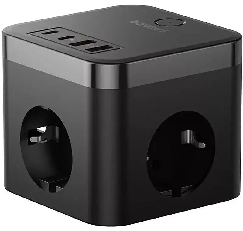 Мережевий зарядний пристрій Baseus Power Combo Cube Power Strip 3AC+2USB+2Type-C 30W 1.5m  E00066400117-00 Black - фото 5