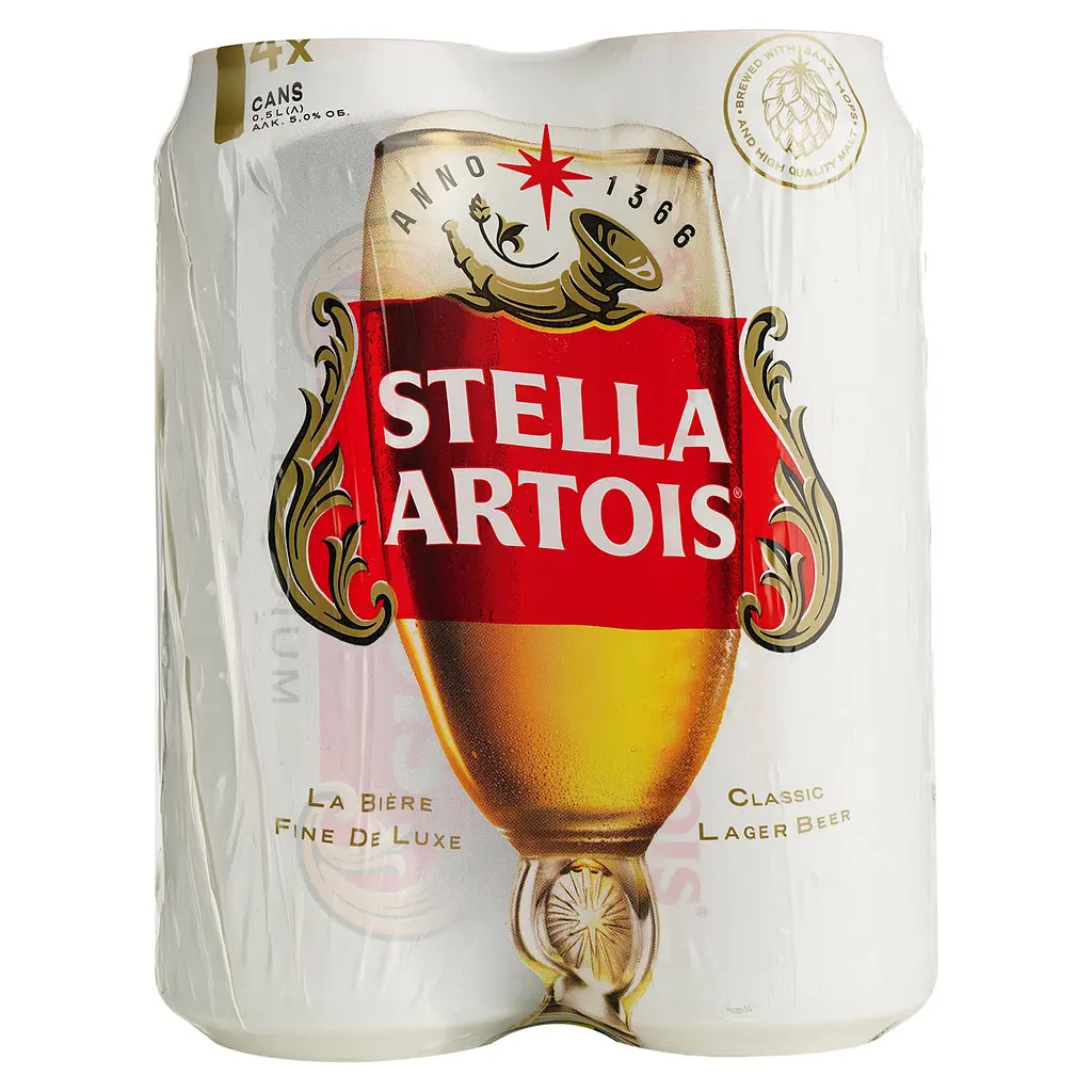 Набір пива Stella Artois світле 4.8%  4 шт. по 0.5 л з/б (452778) - фото 2
