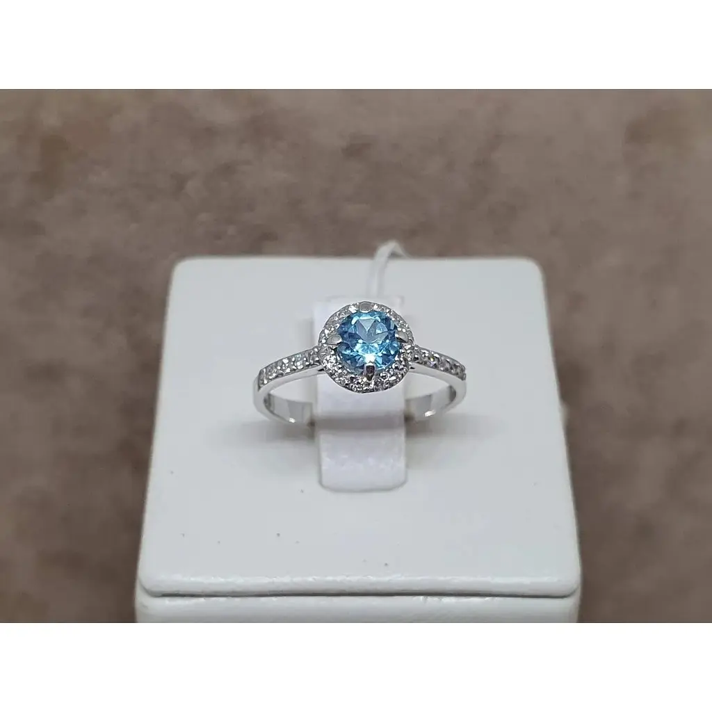 Золотое кольцо Гаразд с бриллиантами и топазом. 3023351Б 16,5 - фото 4