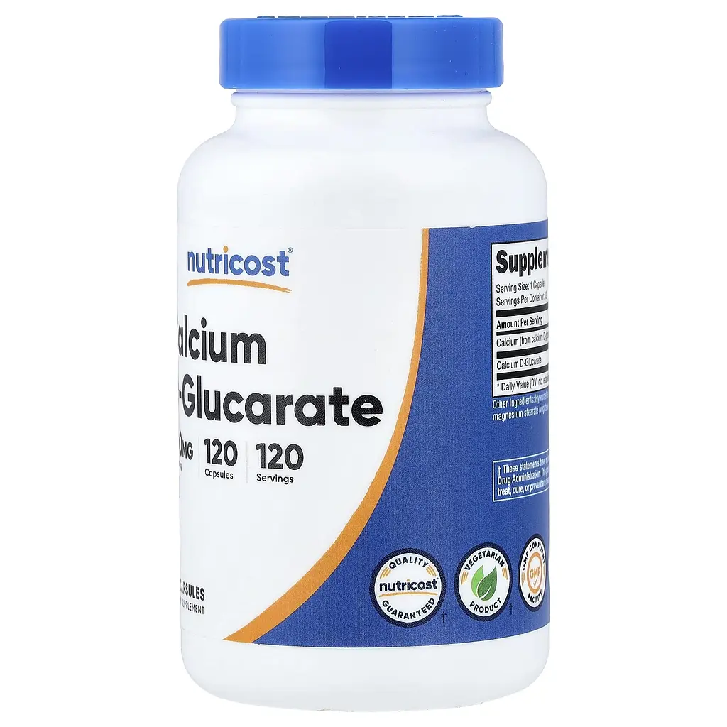 D-глюкарат кальцію Nutricost Calcium D-Glucarate 500 мг 120 капсул - фото 2