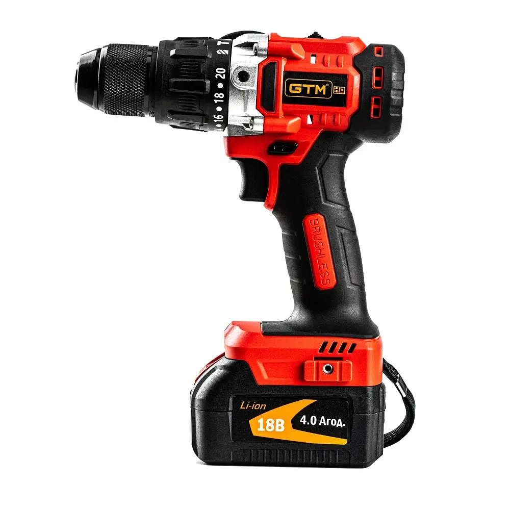 Шурупокрут з ударним режимом акумуляторний GTM DSI18/80BL (80 Нм, 1.5-13 мм, BL, 18 В) - фото 4