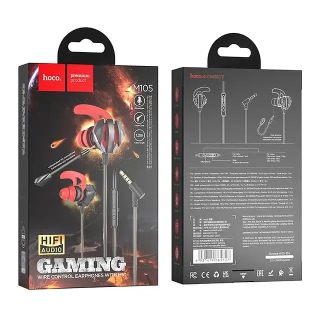 Навушники вакуумні Hoco M105 ігрові Jack 3.5, 1.2м, black - фото 7