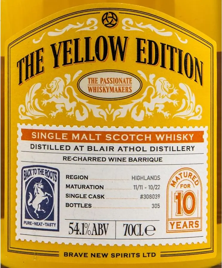 Виски Blair Athol 10 Years Old Re-Charred Wine Barrique The Yellow Edition 54.1% 0.7 л - фото 3