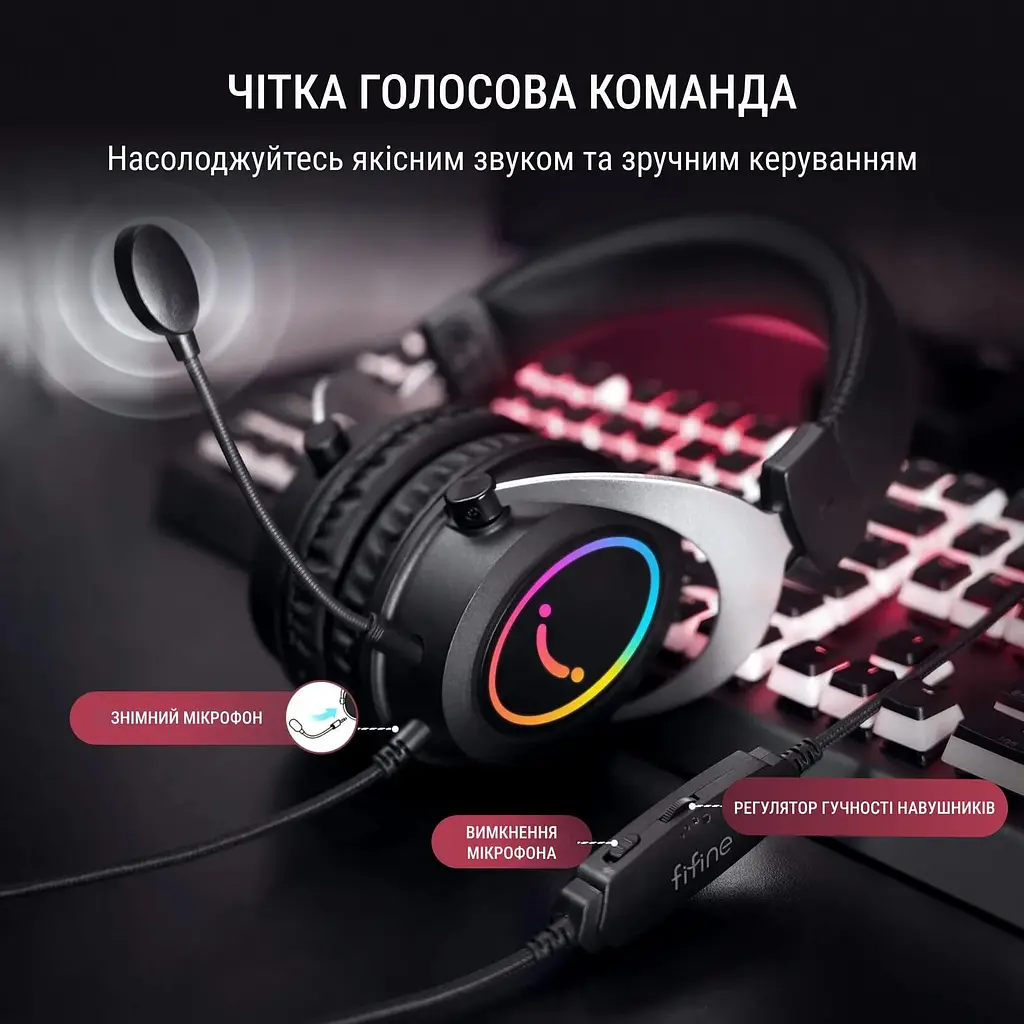Игровая гарнитура Fifine H3 RGB Black (H3) - фото 7