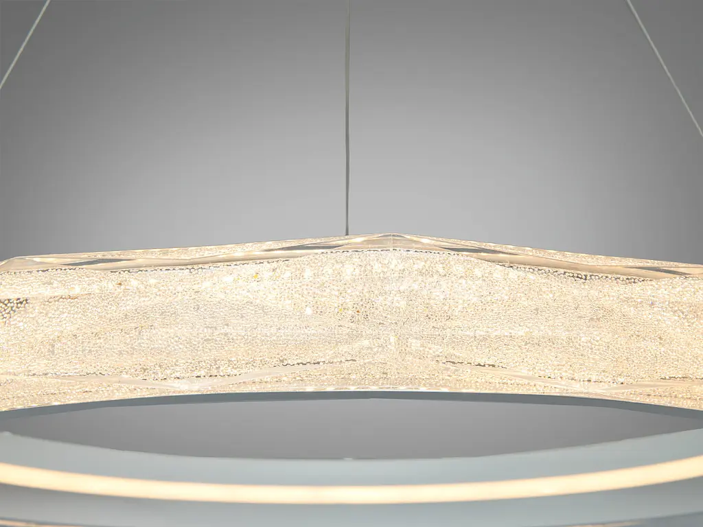 Біла підвісна LED-люстра Diasha 583-600WH, 95 Вт, з пультом, 60 см - фото 5